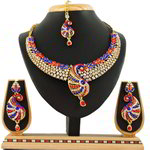 *Цвета меди, золотое и синее индийское украшение на шею из меди со стразами