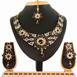 *Цвета меди, чёрное, золотое и серое медное индийское украшение на шею со стразами