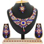 *Цвета меди, золотое и синее медное индийское украшение на шею со стразами