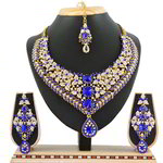 *Цвета меди, золотое и синее медное индийское украшение на шею со стразами