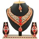 *Бордовое, цвета меди, золотое и красное медное индийское украшение на шею со стразами