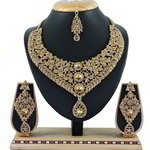 *Золотое медное индийское украшение на шею со стразами