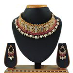 *Бордовое, цвета меди, золотое и красное медное индийское украшение на шею со стразами, перламутровыми бусинками