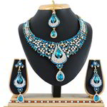 *Золотое и синее индийское украшение на шею из меди со стразами