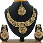 *Молочное и золотое медное индийское украшение на шею со стразами