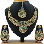 *Цвета меди, золотое и синее медное индийское украшение на шею со стразами