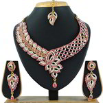 *Золотое и розовое индийское украшение на шею из меди со стразами