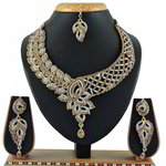 *Молочное и золотое медное индийское украшение на шею со стразами