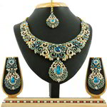 *Цвета меди, золотое и синее медное индийское украшение на шею со стразами