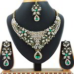 *Цвета меди, зелёное и золотое медное индийское украшение на шею со стразами