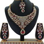 *Бордовое, золотое и красное медное индийское украшение на шею со стразами