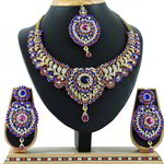 *Золотое и розовое медное индийское украшение на шею со стразами