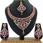 *Золотое и розовое медное и латунное индийское украшение на шею со стразами