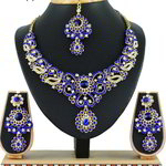 *Цвета меди, золотое и синее медное индийское украшение на шею со стразами