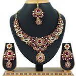 *Бордовое, цвета меди, золотое и красное индийское украшение на шею из меди со стразами