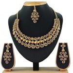 *Золотое медное индийское украшение на шею со стразами