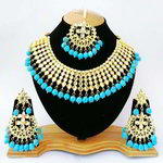 *Золотое и синее индийское украшение на шею со стразами, искусственными камнями