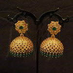 *Золотые индийские серьги из меди и латуни с перламутровыми бусинками