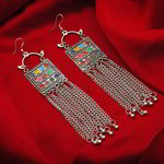 *Серебристые индийские серьги со стразами