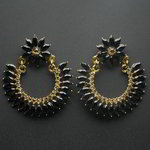 *Чёрные, золотые и серые индийские серьги со стразами