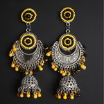 *Серебристые, чёрные и серые индийские серьги с бисером