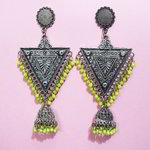 *Жёлтые и серебристые индийские серьги с бисером