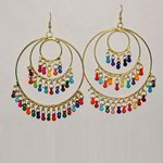 *Разноцветные и золотые индийские серьги с бисером