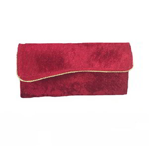 Бордовая и красная бархатная женская сумочка-клатч
