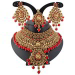 *Бордовое, золотое и красное индийское украшение на шею со стразами