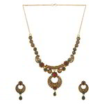 *Зелёное и золотое индийское украшение на шею со стразами