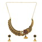 *Бордовое, золотое и красное индийское украшение на шею со стразами