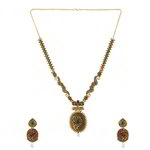 *Зелёное и золотое индийское украшение на шею со стразами