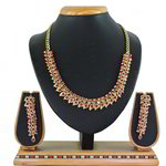 *Золотое и розовое индийское украшение на шею со стразами