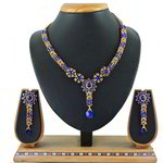 *Золотое и синее индийское украшение на шею со стразами