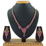 *Золотое и розовое индийское украшение на шею со стразами