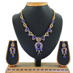 *Золотое и синее индийское украшение на шею со стразами