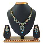 *Золотое и синее индийское украшение на шею со стразами