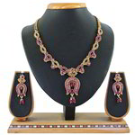 *Золотое и розовое индийское украшение на шею со стразами