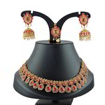 *Бордовое, золотое и красное индийское украшение на шею со стразами