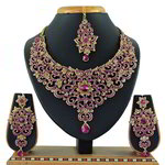 *Золотое и розовое индийское украшение на шею со стразами