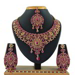 *Золотое и розовое индийское украшение на шею со стразами