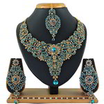 *Золотое и синее индийское украшение на шею со стразами