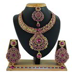 *Золотое и розовое индийское украшение на шею со стразами