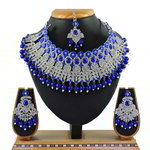 *Золотое и синее индийское украшение на шею со стразами