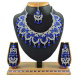 *Золотое и синее индийское украшение на шею со стразами