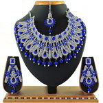 *Золотое и синее индийское украшение на шею со стразами