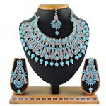 *Золотое и синее индийское украшение на шею со стразами