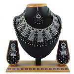 *Чёрное, золотое и серое индийское украшение на шею со стразами