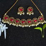 *Молочное и золотое латунное индийское украшение на шею с искусственными камнями, бисером, перламутровыми бусинками