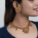 *Золотое латунное индийское украшение на шею со стразами, бисером, перламутровыми бусинками